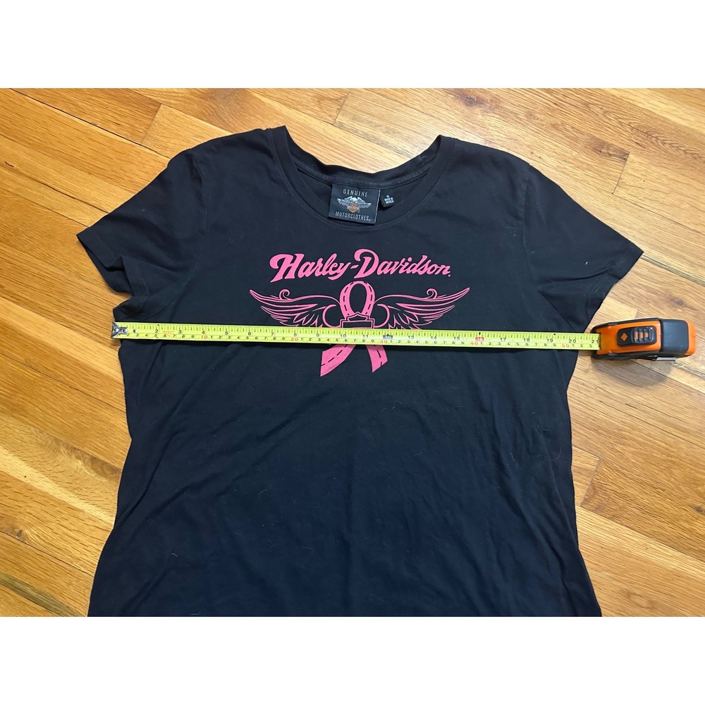 Harley-Davidson Womens Pink Ribbon Breast Cancer Awareness Winged Graphic Tee XL - Picture 3 of 7